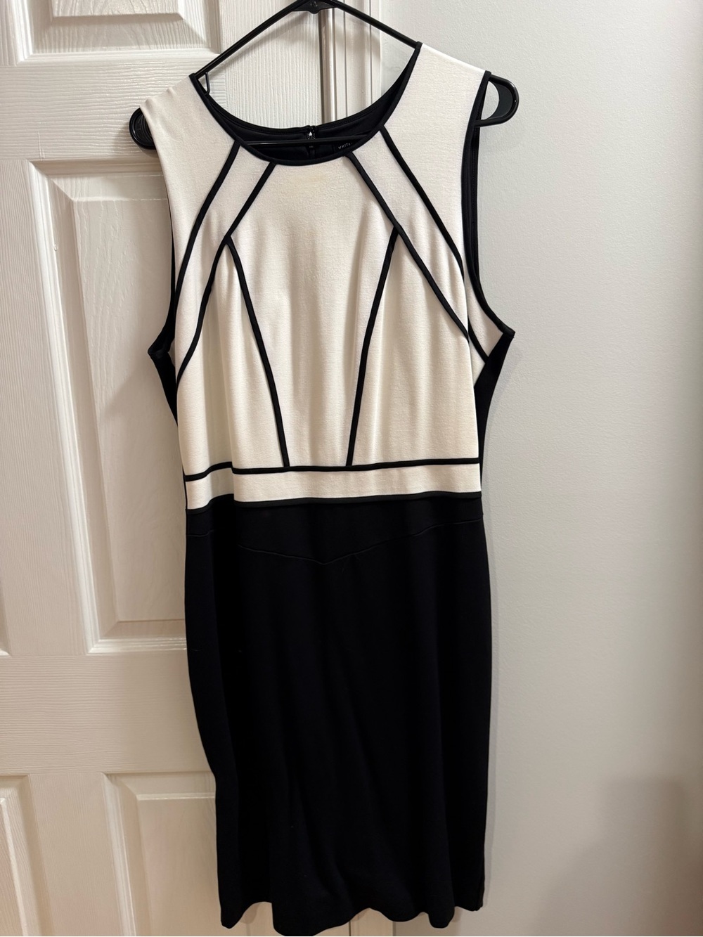 White House Black Market Two-Tone Black and Cream Sheath Dress